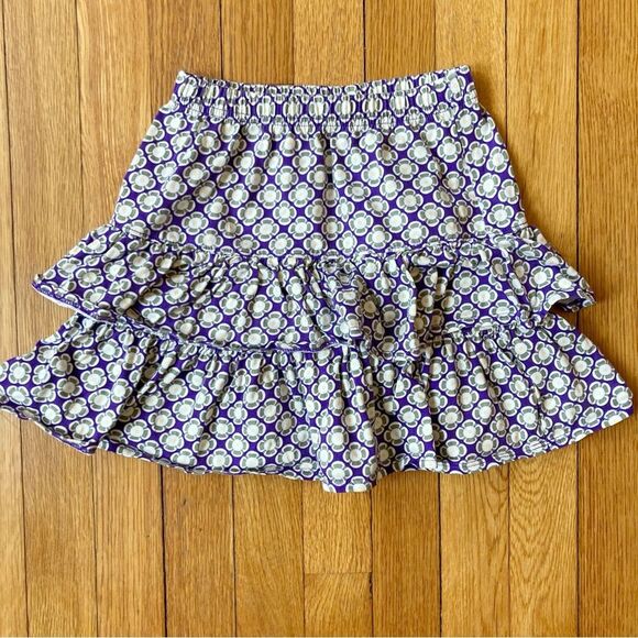 Hanna Andersson Other - Hanna Andersson Purple Geometric Floral Ruffle Cotton Skirt 110 5 6